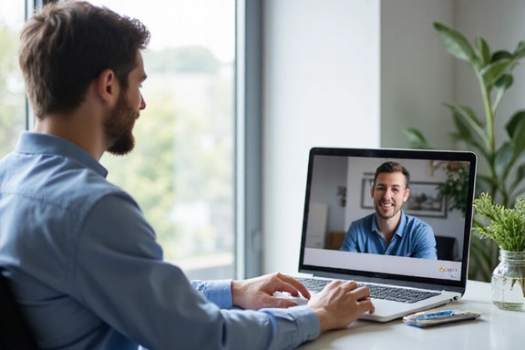 Nutriční specialista poskytuje online konzultaci z moderní kanceláře.