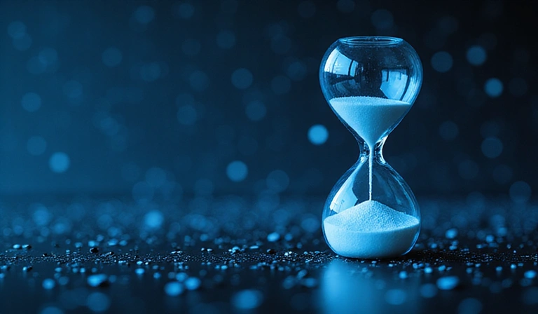 Digitální přesýpací hodiny symbolizující uchovávání dat v čase